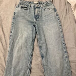 Light wash free people high waisted jeans, straight leg